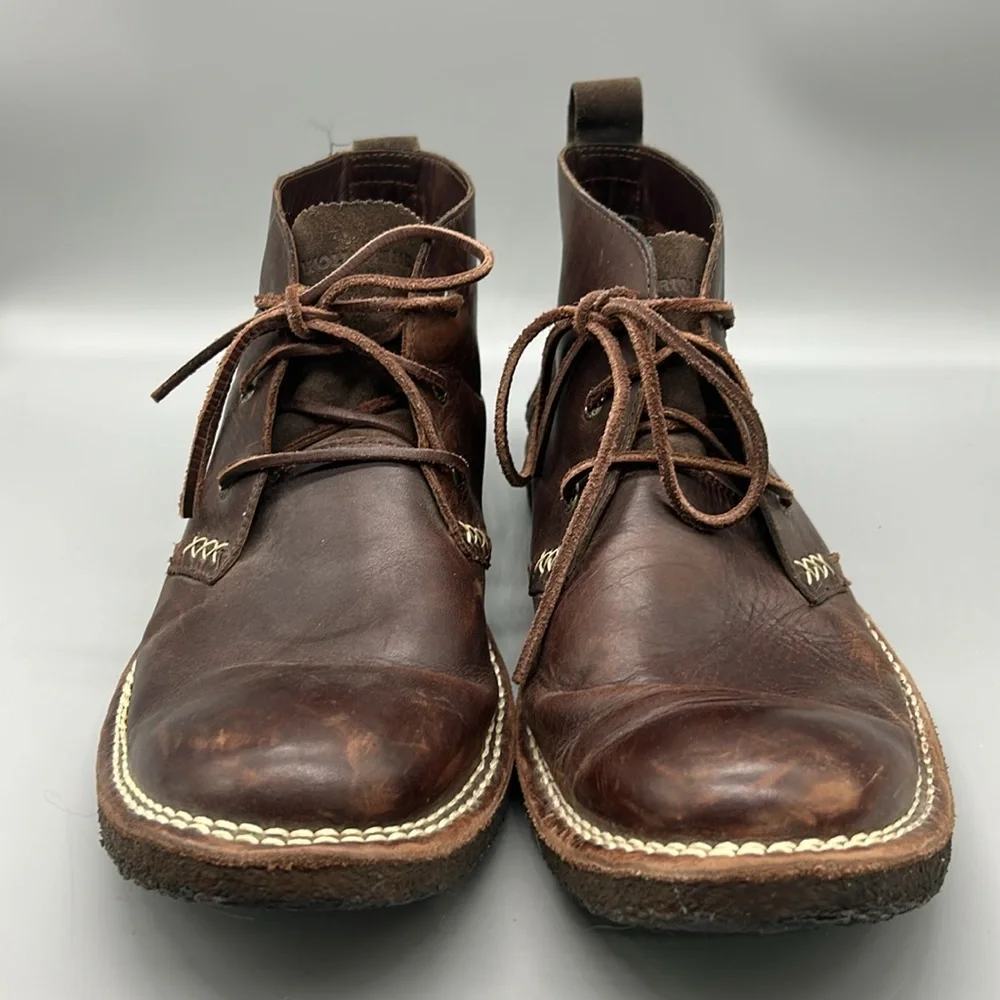 Wolverine Genuine Dark Brown Leather Chukka Boots Lionel plain toe